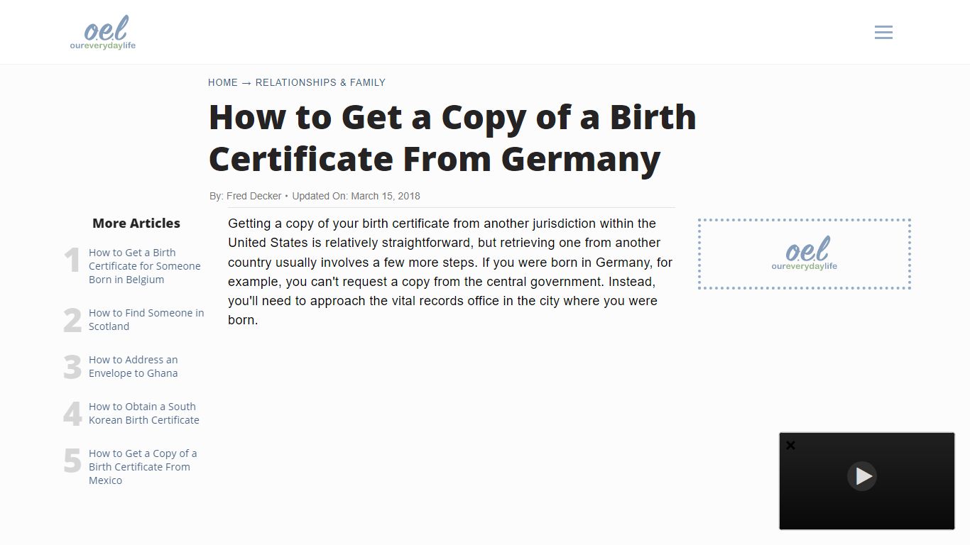 How to Get a Copy of a Birth Certificate From Germany